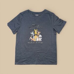 SHEIN ‘Dogs Make Me Happy’ Navy Graphic T-Shirt with Puppies & Pooches Tee Shirt
